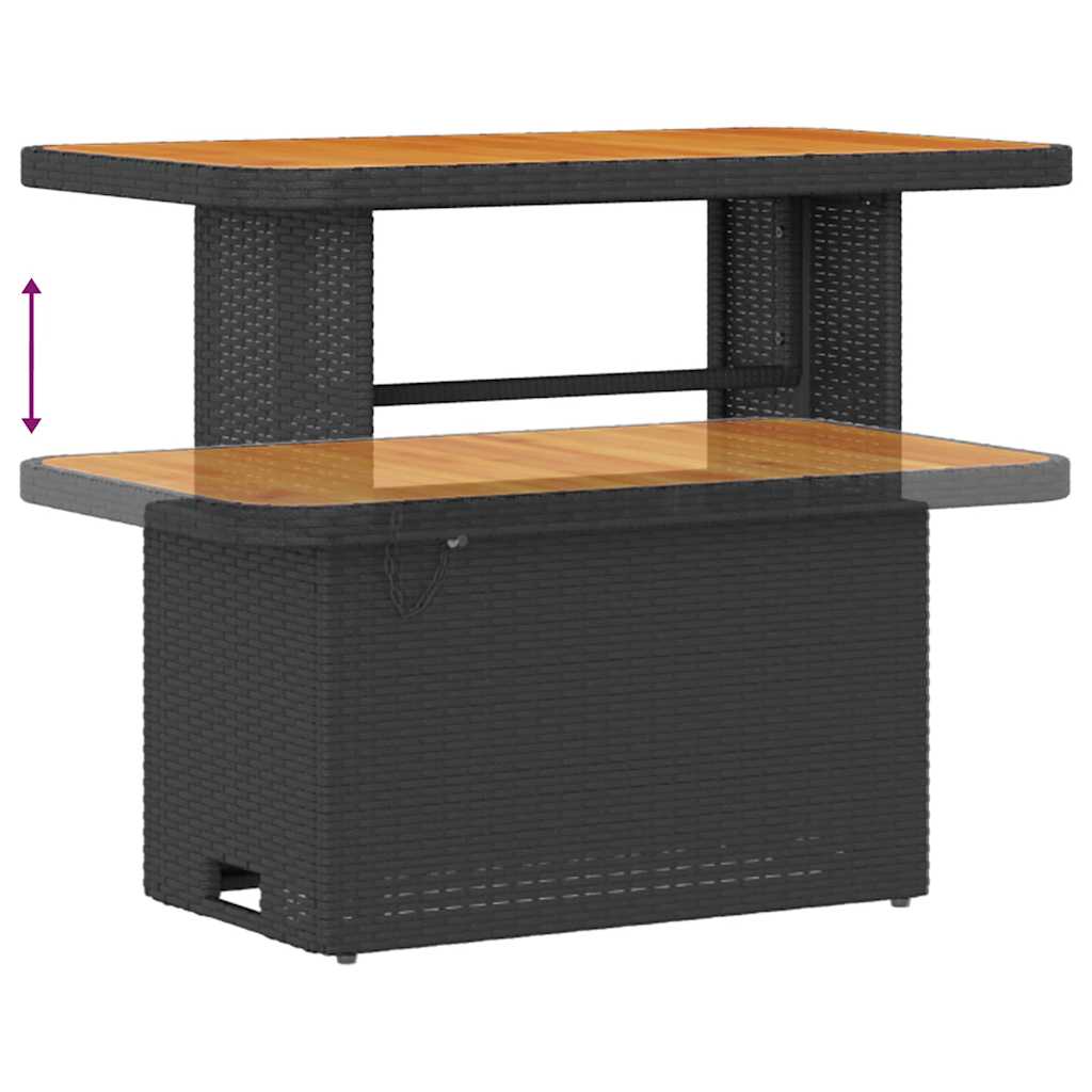 Havesofa Sæt 8 pcs Sort Poly rattan og pulverlakeret stål