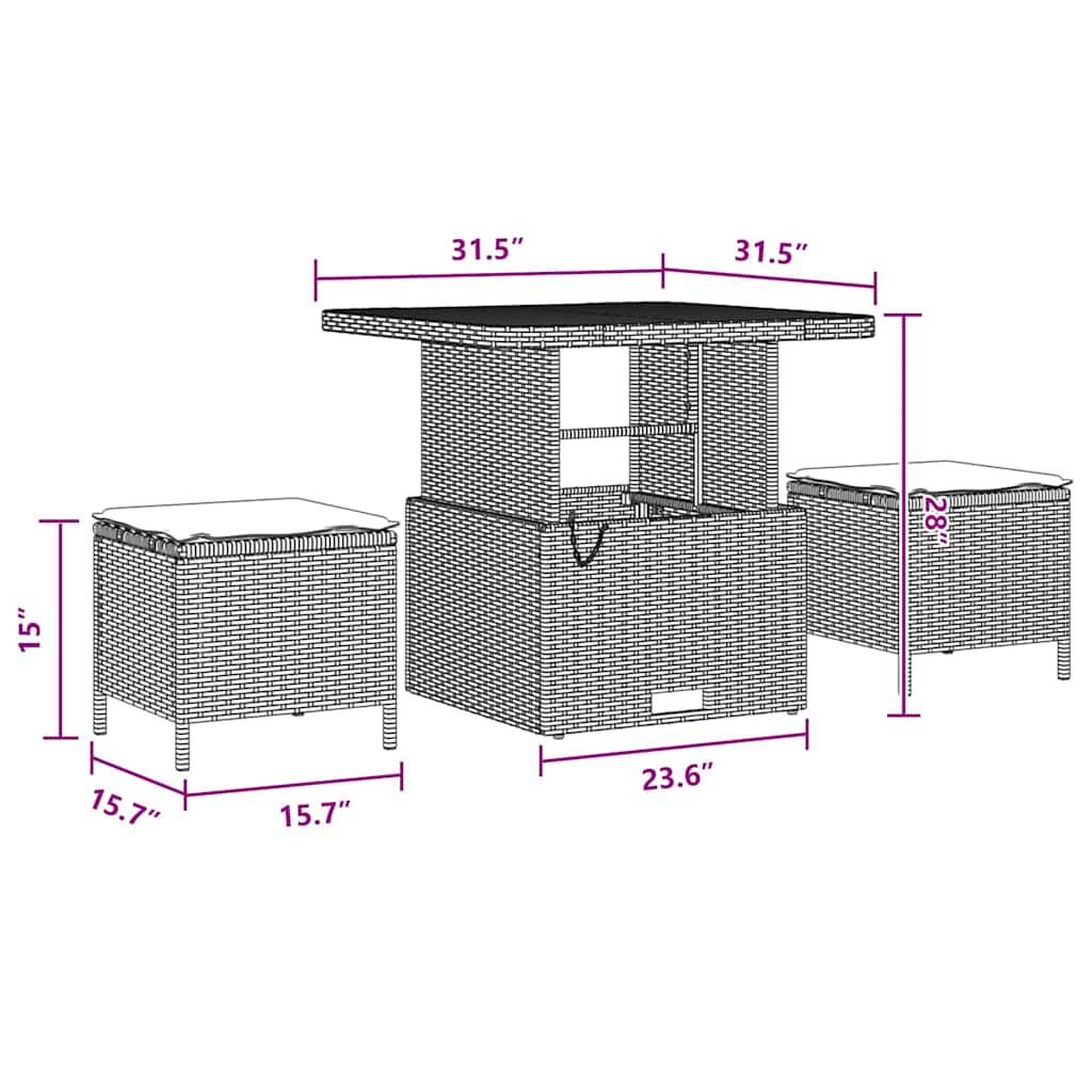 Havesofa Sæt 9 pcs Sort Polyrattan og pulverlakeret stål