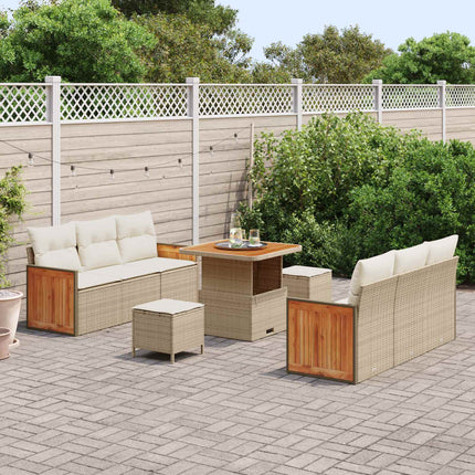 Havesofa Sæt med pude 9 pcs Beige og creme