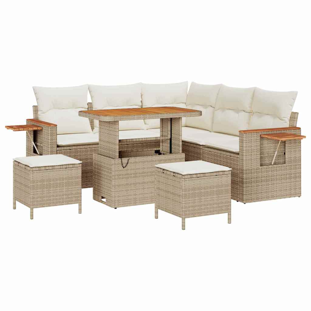 Havesofa Sæt med pude 8 pcs beige og cremefarvet