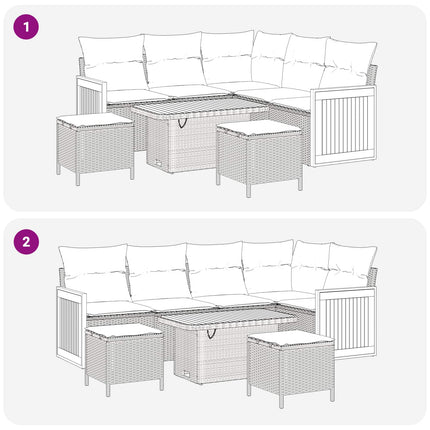 Havesofa Sæt med pude 8 pcs Beige og creme