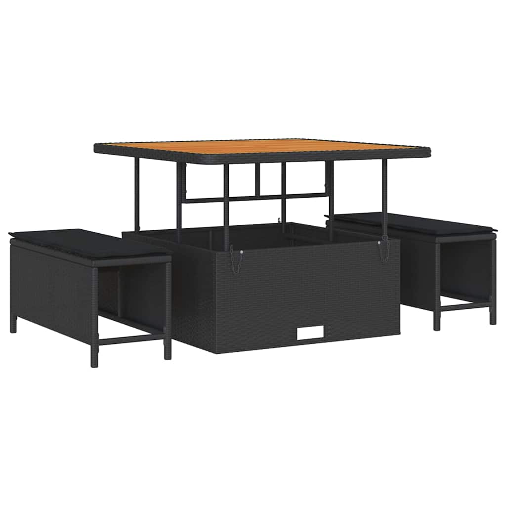 Havesofa Sæt med pude 9 pcs Sort 100 x 100 x 71 cm