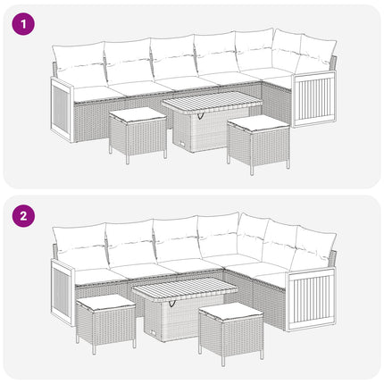 Havesofa Sæt 9 stk. 9-Antal sæder Beige og lys grå