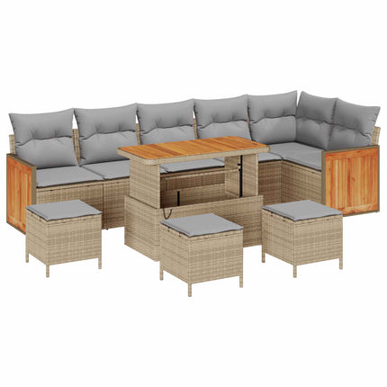 Havesofa Sæt med pude 10 pcs Beige og lys grå