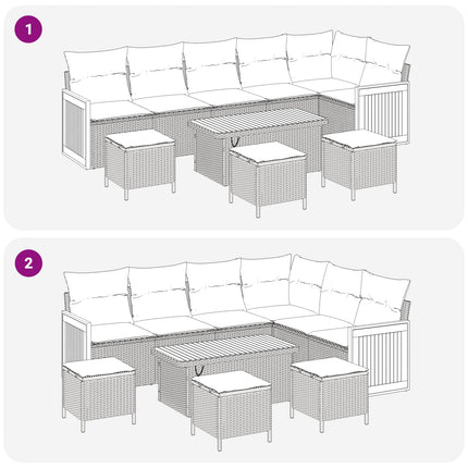 Havesofa Sæt med pude 10 pcs Beige og lys grå