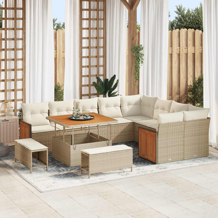Havesofa Sæt med pude 12 pcs Beige og creme