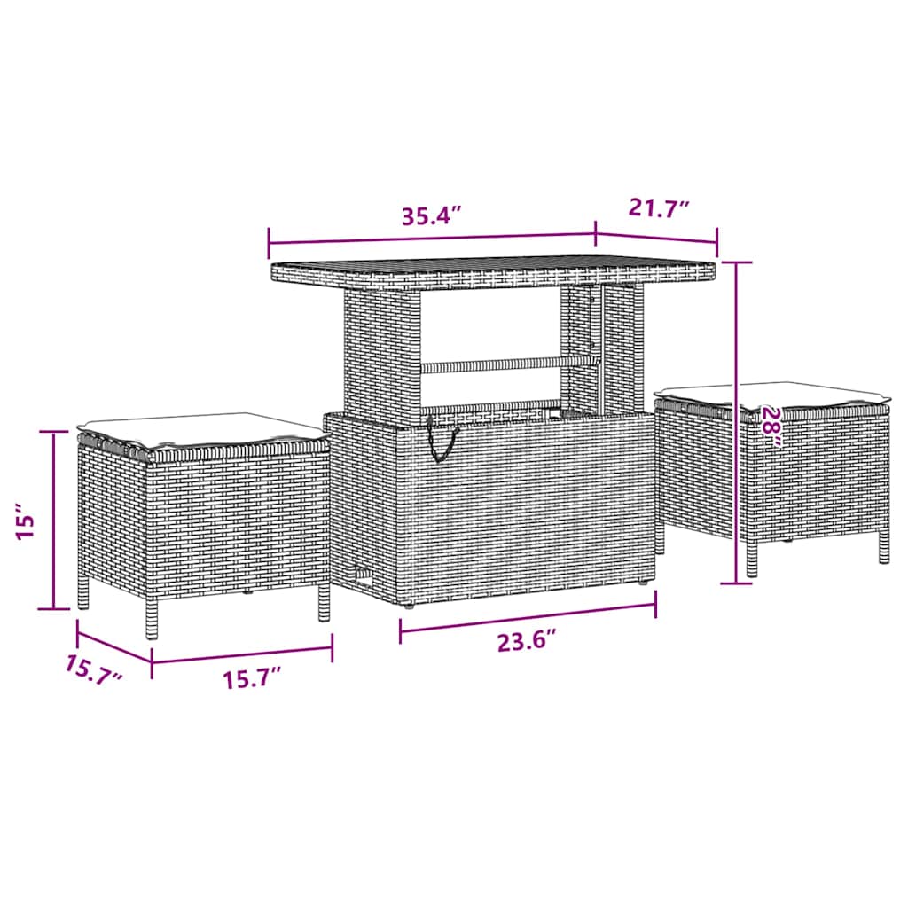 Havesofa Sæt med pude 12 pcs Sort 90 x 55 x 71 cm