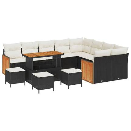 Havesofa Sæt med pude 13 pcs Sort og Cream