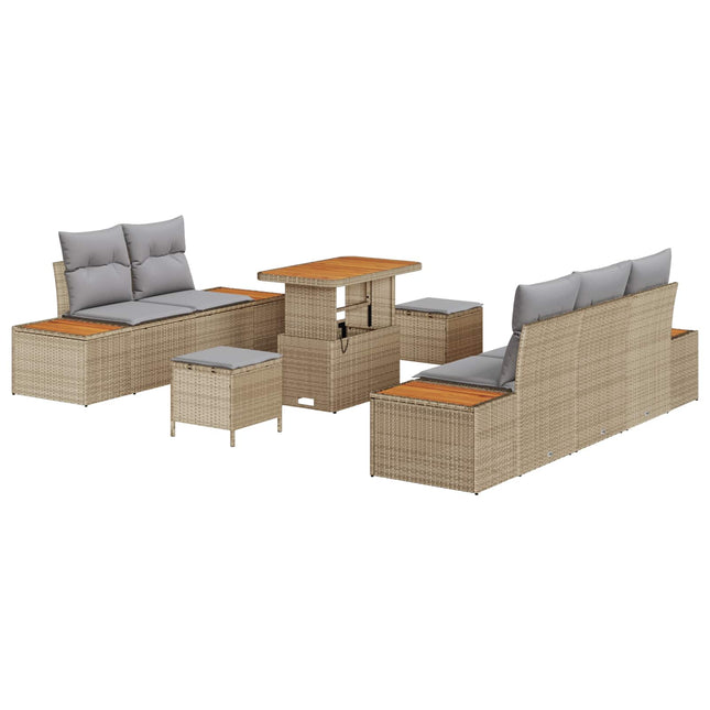 Havesofa Sæt med pude 8 pcs Beige og lys grå