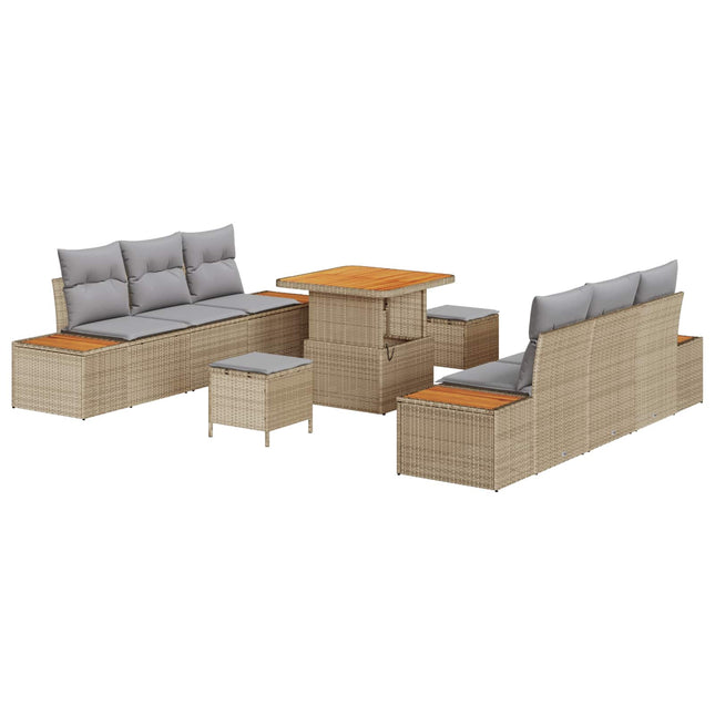 Havesofa Sæt med pude 9 pcs Beige og lys grå