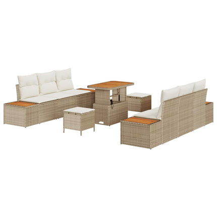 Havesofa Sæt med pude 9 pcs Beige og creme