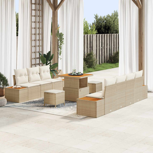 Havesofa Sæt 10 stk. 9-Antal sæder Beige og creme
