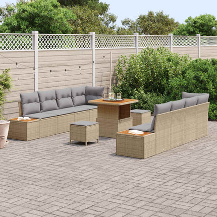Havesofa Sæt med pude 11 pcs Beige og lys grå