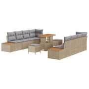 Havesofa Sæt med pude 11 pcs Beige og lys grå