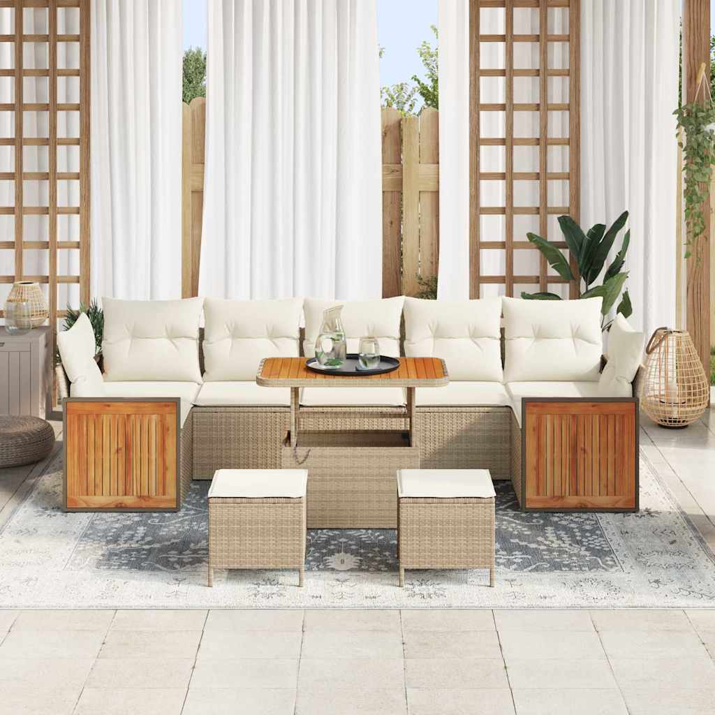 Havesofa Sæt 10 pcs beige og cremefarvet 90 x 55 x 71 cm