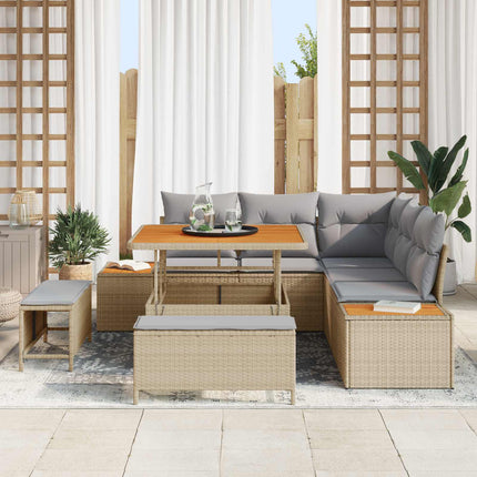 Havesofa Sæt med pude 8 pcs Beige og lys grå