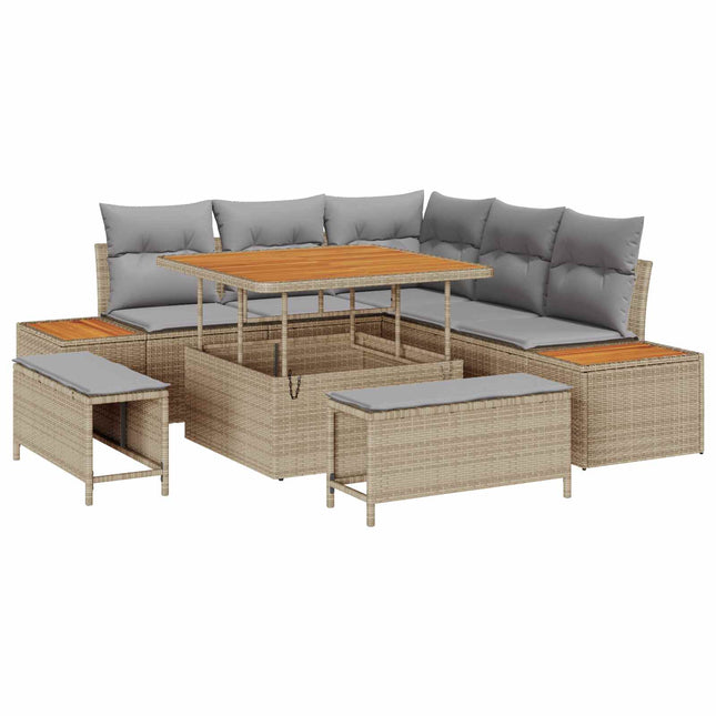 Havesofa Sæt med pude 8 pcs Beige og lys grå