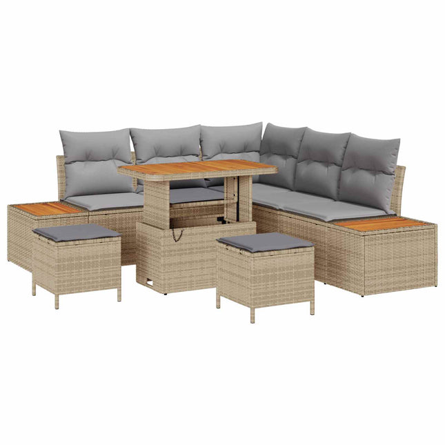 Havesofa Sæt med pude 8 pcs Beige og lys grå
