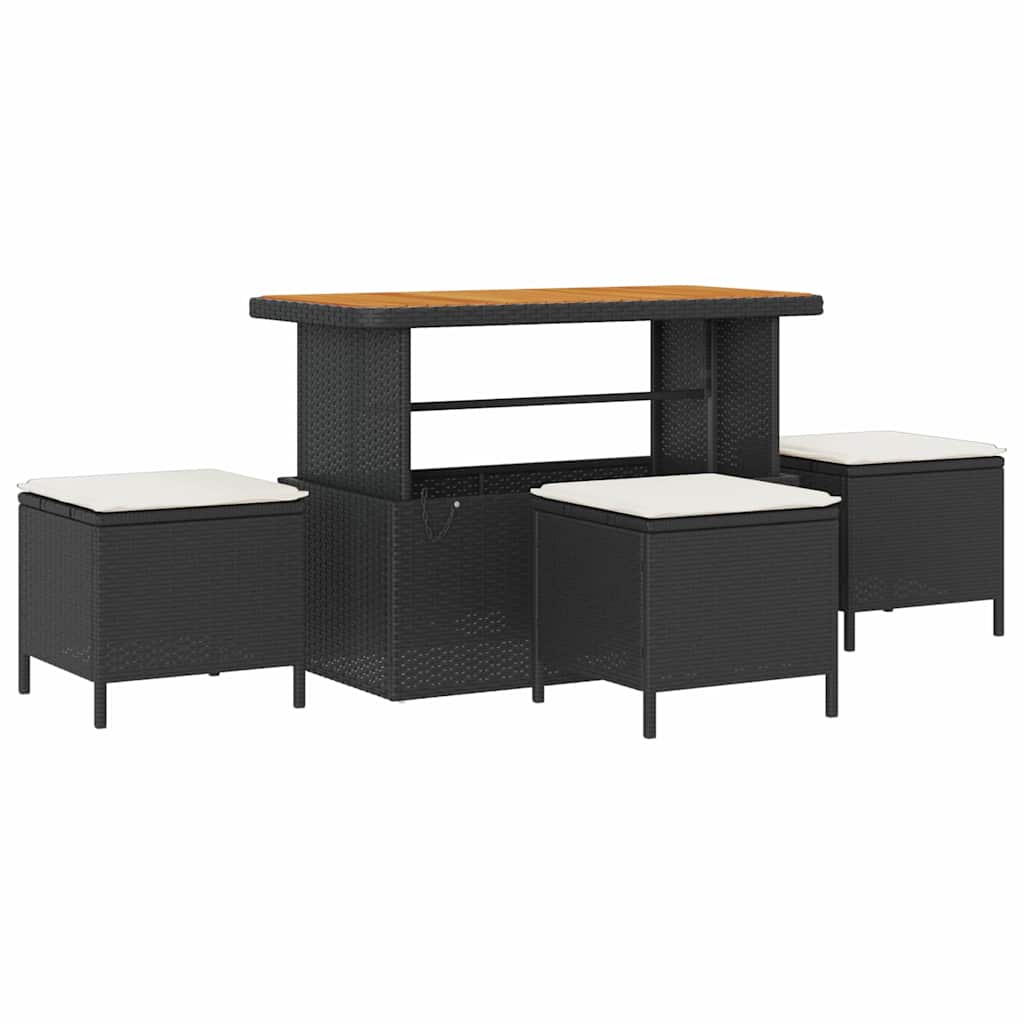 Havesofa Sæt 9 pcs Sort og cremefarvet 110 x 55 x 71 cm