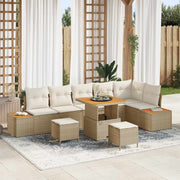 Havesofa Sæt med pude 9 pcs Beige og creme