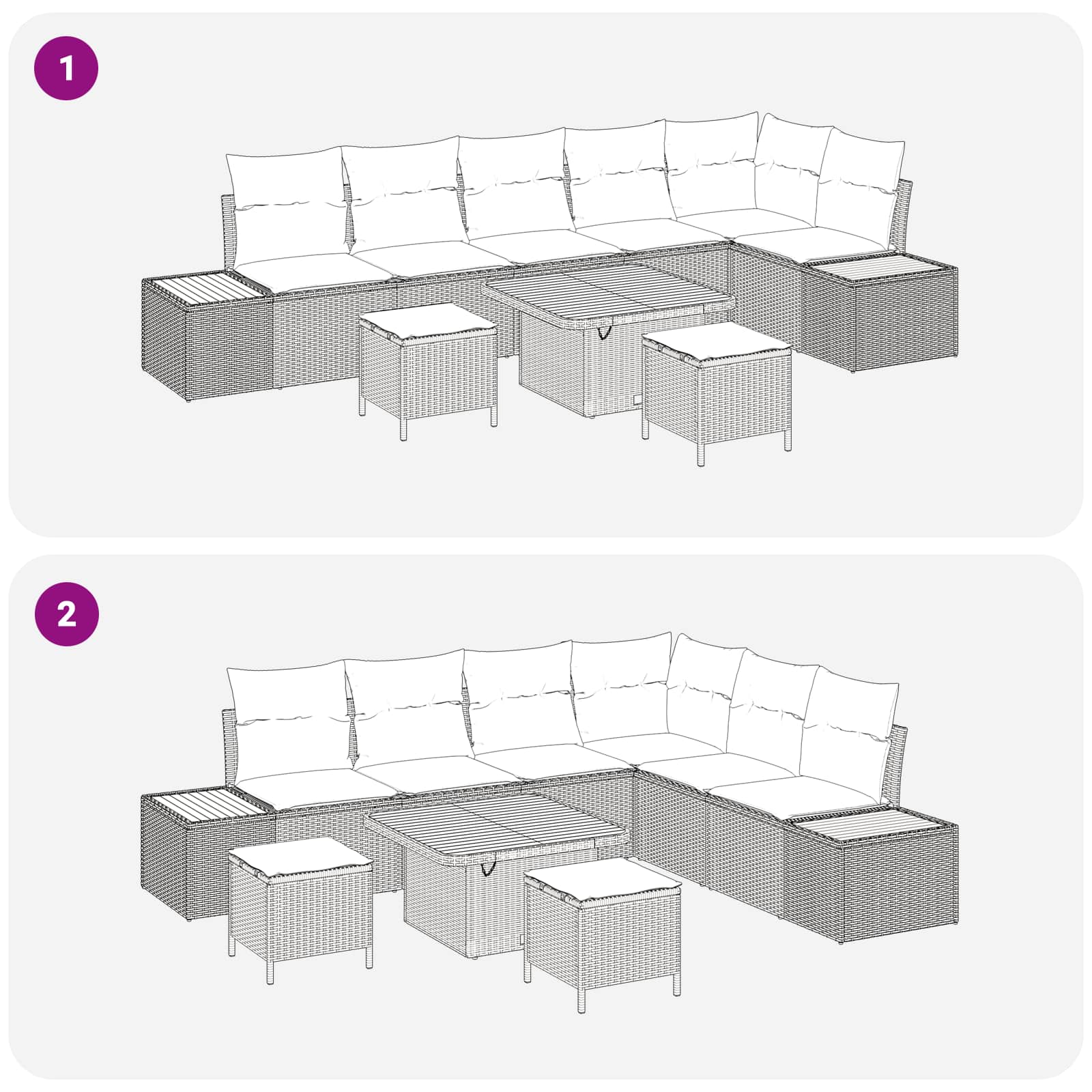 Havesofa Sæt med pude 9 pcs Beige og creme