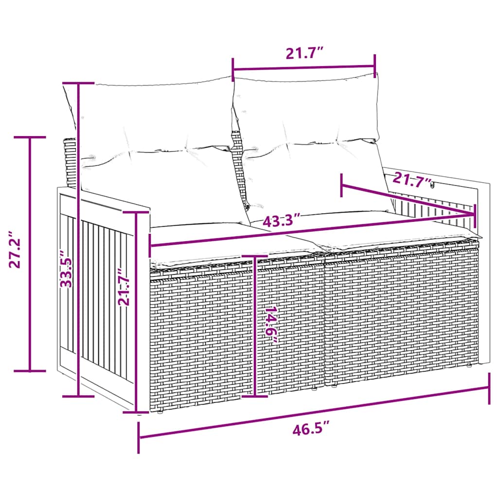 Havesofa Sæt med pude 12 pcs Sort 100 x 100 x 71 cm