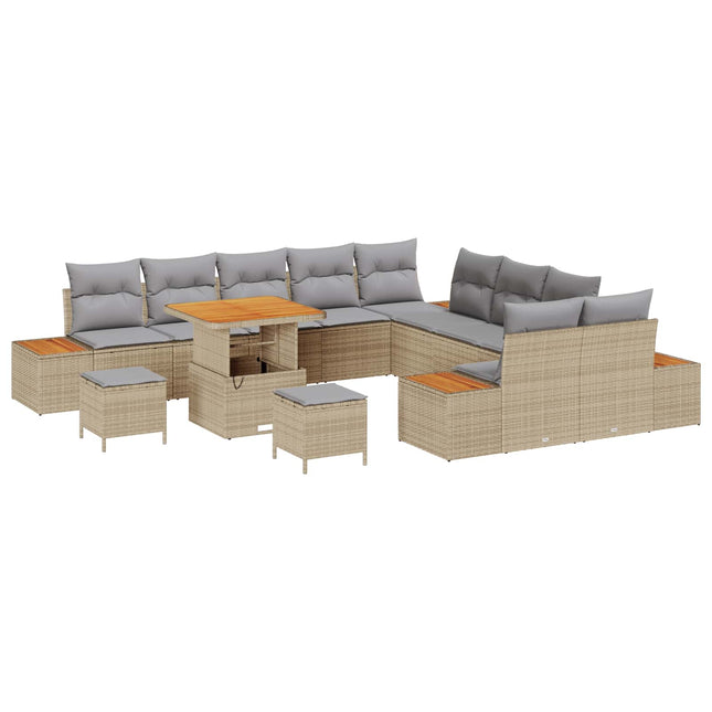 Havesofa Sæt med pude 13 pcs Beige og lys grå