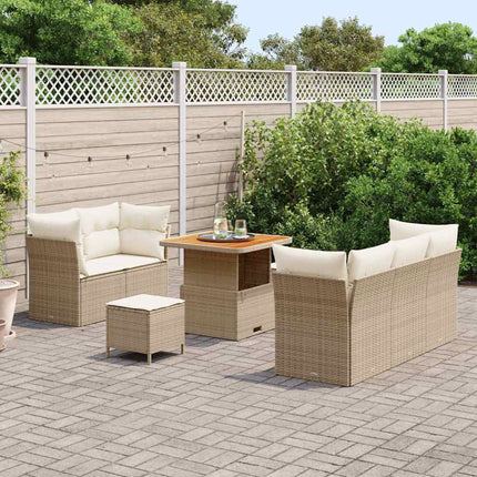 Havesofa Sæt 8 stk. 5-Antal sæder Beige og creme polyrattan
