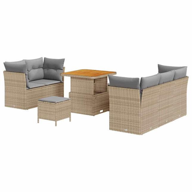 Havesofa Sæt med pude med opbevaring 8 pcs beige og lysegrå