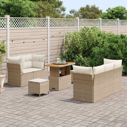Havesofa Sæt 8 stk. 5-Antal sæder Beige og creme polyrattan