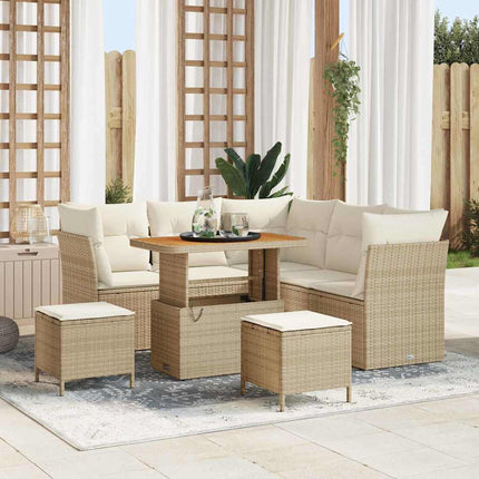 Havesofa Sæt 8 stk. 5-Antal sæder Beige og creme polyrattan