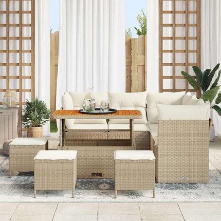 Havesofa Sæt 9 stk. 5-Antal sæder Beige og creme polyrattan