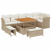 Havesofa Sæt med pude med opbevaring 9 pcs beige og cremefarvet
