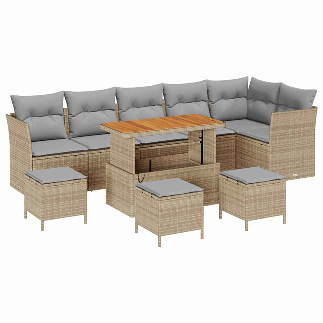 Havesofa Sæt med pude med opbevaring 10 pcs beige og lysegrå
