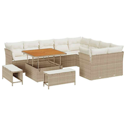 Havesofa Sæt 12 stk. 9-Antal sæder Beige og creme polyrattan