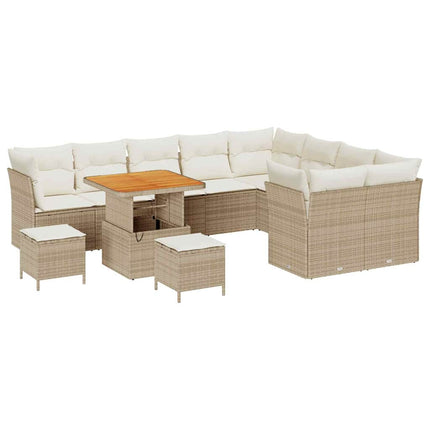 Havesofa Sæt 12 stk. 9-Antal sæder Beige og creme polyrattan