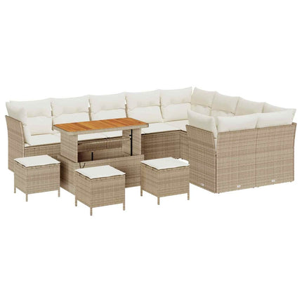 Havesofa Sæt 13 stk. 9-Antal sæder Beige og creme polyrattan