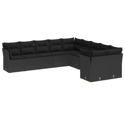 Havesofa Sæt med pude 13 pcs Sort polyrattan