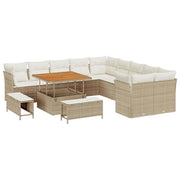 Havesofa Sæt med pude 13 pcs Beige og creme polyrattan