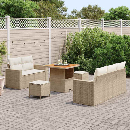 Havesofa Sæt 8 stk. 5-Antal sæder Beige og creme polyrattan