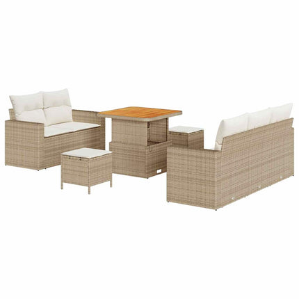 Havesofa Sæt 8 stk. 5-Antal sæder Beige og creme polyrattan