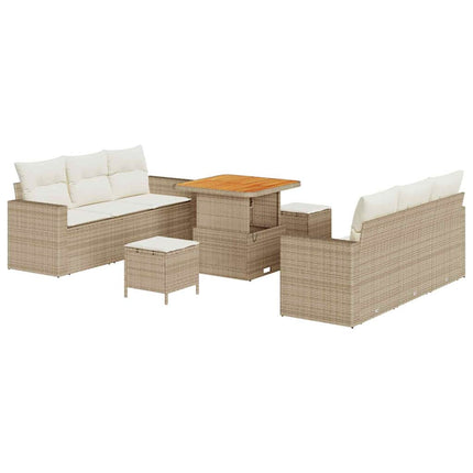 Havesofa Sæt 9 stk. 6-Antal sæder Beige og creme polyrattan