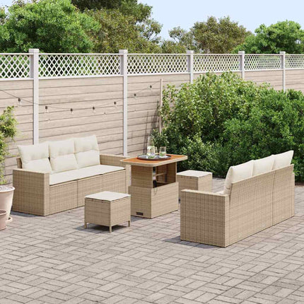 Havesofa Sæt 9 stk. 6-Antal sæder Beige og creme polyrattan