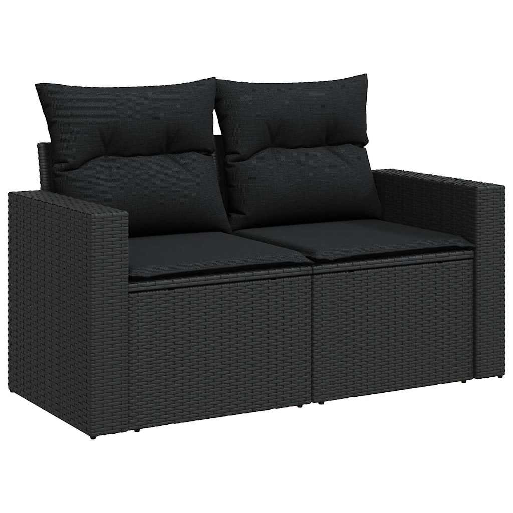 Havesofa Sæt med pude 10 pcs Sort 90 x 55 x 71 cm