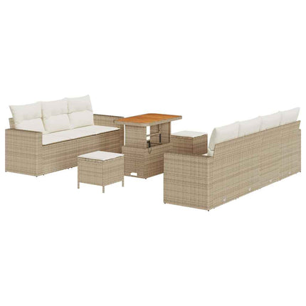 Havesofa Sæt 10 stk. 7-Antal sæder Beige og creme polyrattan