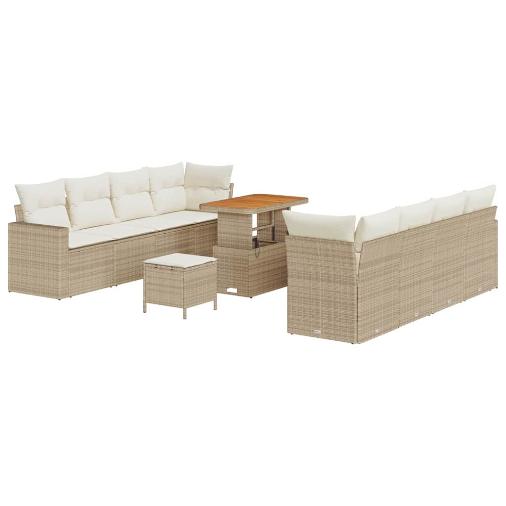 Havesofa Sæt 11 pcs beige og cremefarvet 90 x 55 x 71 cm