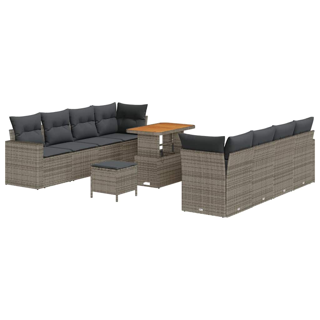Havesofa Sæt med pude 12 pcs Grå polyrattan