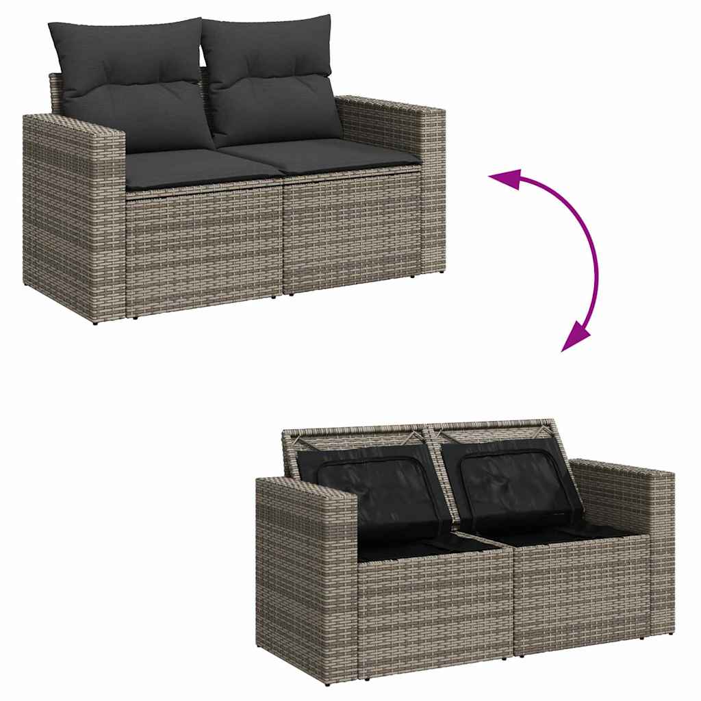 Havesofa Sæt med pude 12 pcs Grå polyrattan