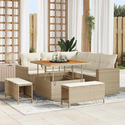 Havesofa Sæt 9 stk. 6-Antal sæder Beige og creme polyrattan