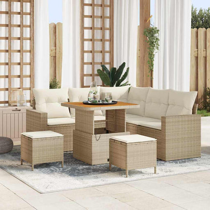 Havesofa Sæt 9 stk. 6-Antal sæder Beige og creme polyrattan